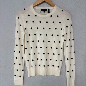 Theory Cream and Black Polka Dot Sweater